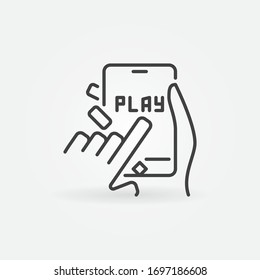 Click on Play button on Smartphone vector outline icon or design element