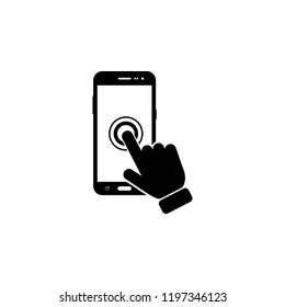 Clique no ícone do telefone celular da tela. Elemento do ícone de tecnologia de tela sensível ao toque. Ícone de design gráfico de qualidade premium. Ícone de coleção de sinais e símbolos para sites