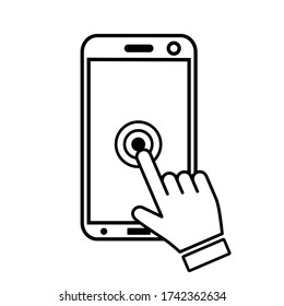 Click on screen mobile phone vector icon. touch screen technology illustration sign.
