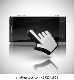 Click on the screen mobile phone, vector