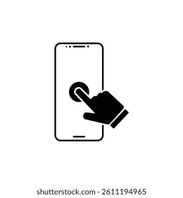 The click on the screen mobile phone icon. Element of touch screen technology icon. Premium quality graphic design icon. Signs and symbols collection icon for websites