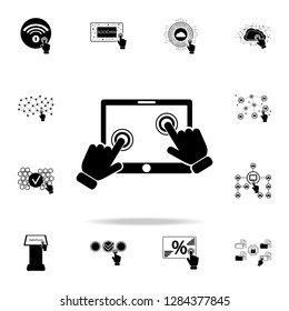 The click on the screen tablet  icon. Detailed set of digital touch icons. Premium graphic design. One of the collection icons for websites, web design, mobile app