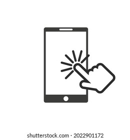 Click on the smartphone. Vector Illustration