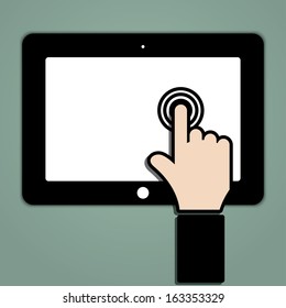 click on the touch screen tablet. vector eps10