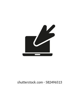 Click online laptop with arrow, vector