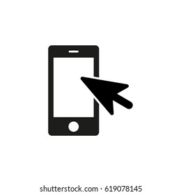 Click online smartphone icon, flat design vector
