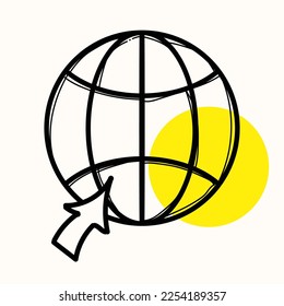 Click to open website or internet art icon for apps and websites, hand drawn doodle