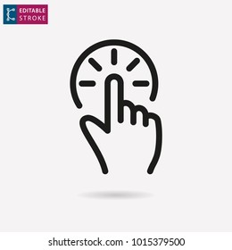Click - outline black icon. Editable stroke. Vector illustration