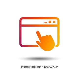 Click page icon. Browser window symbol. Website or internet sign. Blurred gradient design element. Vivid graphic flat icon. Vector