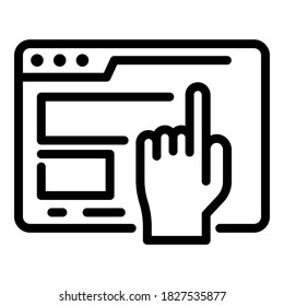 Haga clic en el icono de página. Esquema hacer clic en el icono del vector de página para el diseño web aislado en fondo blanco