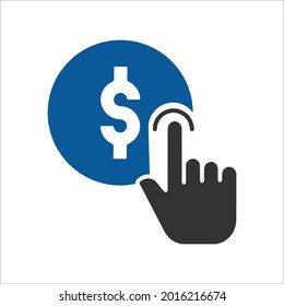 Pulse, pague, en línea, pago, icono ppc. Ilustración vectorial.