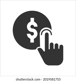 Click, pay, online, payment, ppc icon. Black vector graphics