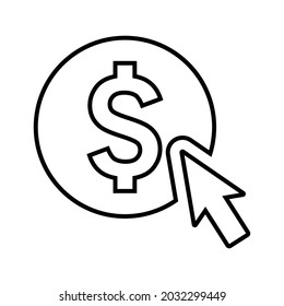 Pulse en, icono de línea de pago. vector de contorno.