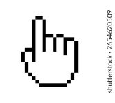 click pixel. click hand pixel icon
