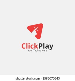 Click play logo and symbol template.emblem.creative symbol.icon.simple.unique.modern and elegant logo design