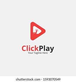 Click play logo and symbol template.emblem.creative symbol.icon.simple.unique.modern and elegant logo design