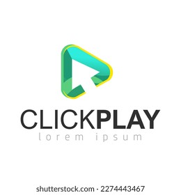 Haga clic en Reproducir el vector de diseño de plantillas de logotipos, Emblema, Concepto de diseño, Símbolo creativo, icono