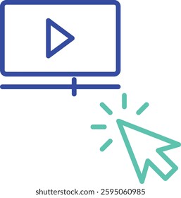 click play outline dual color vector illustration icon design