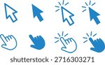 Click and Point Hand Cursor. Computer mouse click cursor icon set