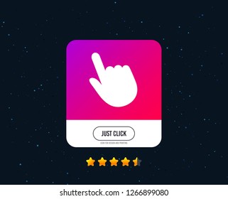 Click pointer icon. Hand with finger cursor sign symbol.  Web or internet icon design. Rating stars. Just click button. Vector