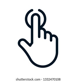 Click or Push the Button Using Index Finger Hand Icon Outline
