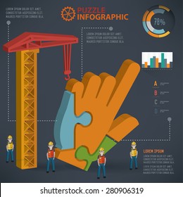 Click puzzle info graphic design,three dimension,clean vector