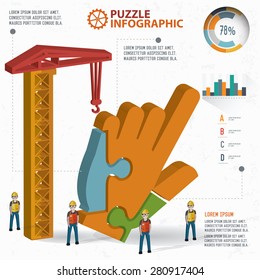 Click puzzle info graphic design,three dimension,clean vector