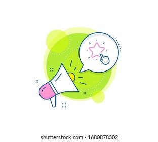 Click rating sign. Megaphone promotion complex icon. Ranking star line icon. Best rank symbol. Business marketing banner. Ranking star sign. Vector