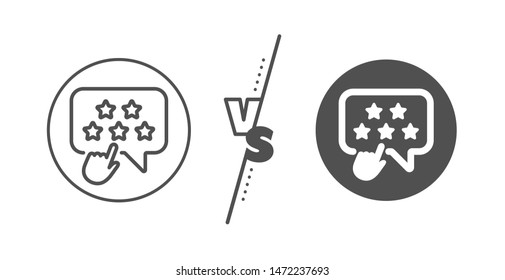 Click rating sign. Versus concept. Ranking star line icon. Brand ambassador rank symbol. Line vs classic ranking star icon. Vector