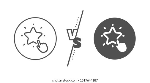 Click rating sign. Versus concept. Ranking star line icon. Best rank symbol. Line vs classic ranking star icon. Vector