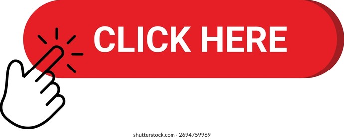 Click red icon vector, Outline click icon.