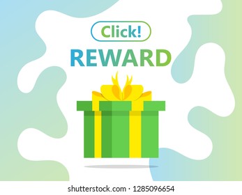 Click Reward Gift Box Icon Vector Illustration