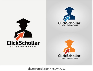 Click Scholar Logo Template Design. Creative Vector Emblem for Icon or Design Concept