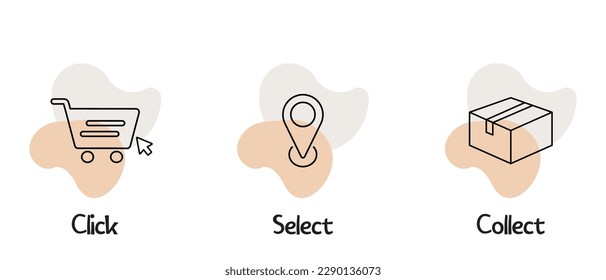 Click, select and collect icons symbol. Trendy and modern vector illustration in flat style