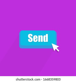 Click Send Icon. 3d Button With Cursor Pointer. By Clicking The Send Icon. Vector EPS 10.