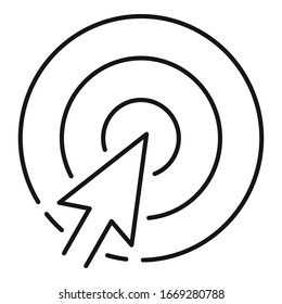 Click seo target icon. Outline click seo target vector icon for web design isolated on white background