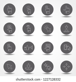 Click Set of Buttons related Vector Icons. Thin line vector icons for website design and development, app development.