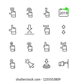 Click Set of Buttons related Vector Icons. Contains such Icons as Cursor, Mouse, Hand, Index Finger, Arrow and more. Editable Stroke. 32x32 Pixel Perfect