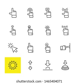 Click Set of Buttons related Vector Icons. Contains such Icons as Cursor, Mouse, Hand, Index Finger, Arrow and more. Editable Stroke. 32x32 Pixel Perfect