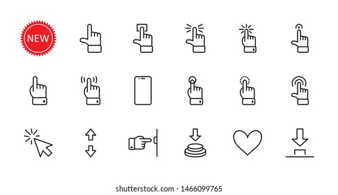 Click Set of Buttons related Vector Icons. Contains such Icons as Cursor, Mouse, Hand, Index Finger, Arrow and more. Editable Stroke. 32x32 Pixel Perfect