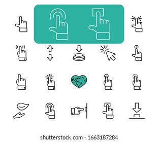 Click Set of Buttons related Vector Icons. Contains such Icons as Cursor, Mouse, Hand, Index Finger, Arrow and more. Editable Stroke. 32x32 Pixels