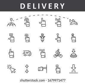Click Set of Buttons related Vector Icons. Contains such Icons as Cursor, Mouse, Hand, Index Finger, Arrow and more. Editable Stroke. 32x32 Pixels