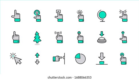 Haga clic en Juego de iconos vectoriales relacionados con botones. Contiene iconos como Cursor, Mouse, Hand, Index Finger, Arrow y más. Trazo editable. Perfecto para 32 x 32 píxeles