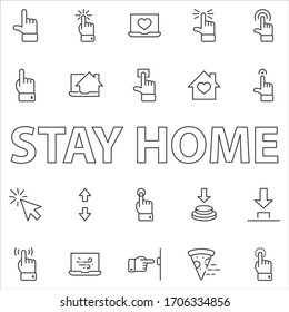 Click Set of Buttons related Vector Icons. Contains such Icons as Cursor, Mouse, Hand, Index Finger, Arrow and more. Editable Stroke. 32x32 Pixels