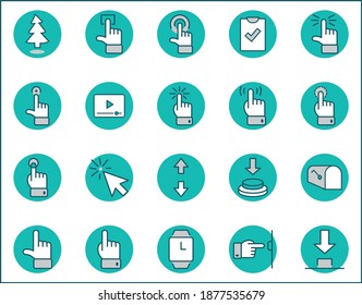 Haga clic en Juego de iconos vectores relacionados con los botones. Contiene iconos como Cursor, Ratón, Mano, Dedo índice, Flecha y más. Stroke editable. 32x32 Perfecto para píxeles