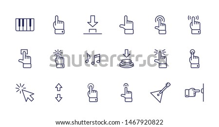 Click Set of Buttons related Vector Icons. Contains such Icons as Cursor, Mouse, Hand, Index Finger, Arrow and more. Editable Stroke. 32x32 Pixel Perfect