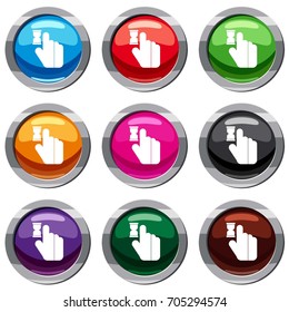 Click set icon isolated on white. 9 icon collection vector illustration