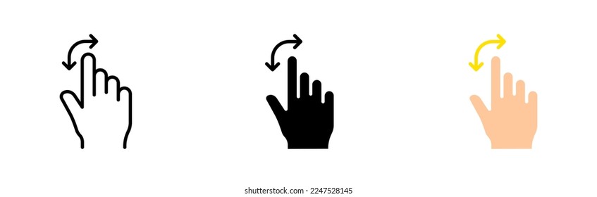 Click set icon. Tap, Index finger, zoom, tapping, sliding, 3d object modeling, touch, cursor, arrow, sensor, watch. Pressing concept. Vector icon in line, black and colorful style on white background