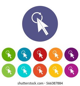 Click set icons in different colors isolated on white background