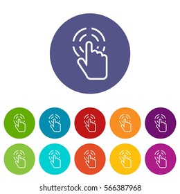 Click set icons in different colors isolated on white background